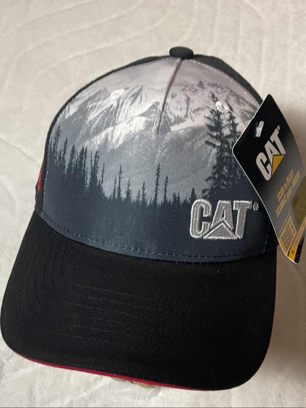 Caterpillar Two-Tone Black and Gray Mountain Graphic Cap